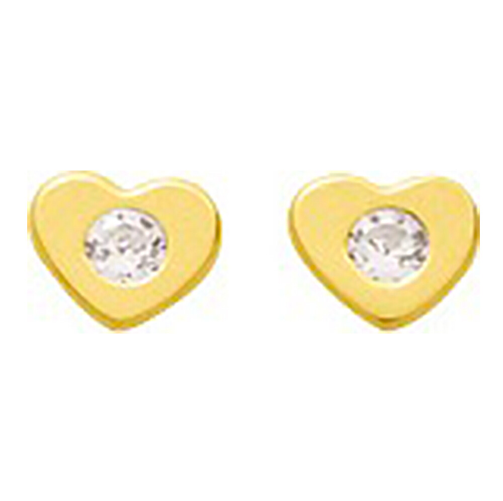 Boucles D Oreilles Coeur Puces Or Jaune 18ct PremierCadeau