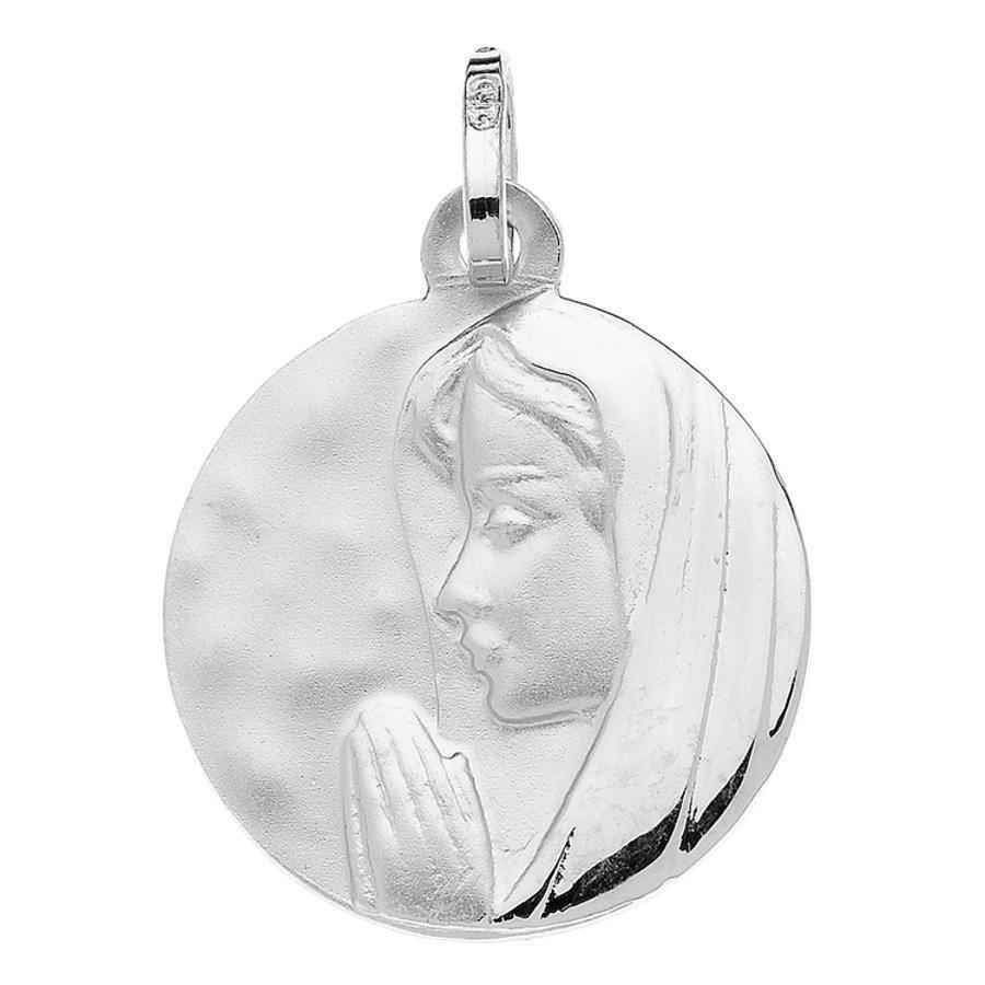 Mon Premier Bijou Médaille Vierge en prière - Or blanc 18ct