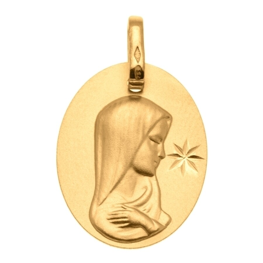 Photo de Médaille Vierge à l'étoile - Or jaune 18ct