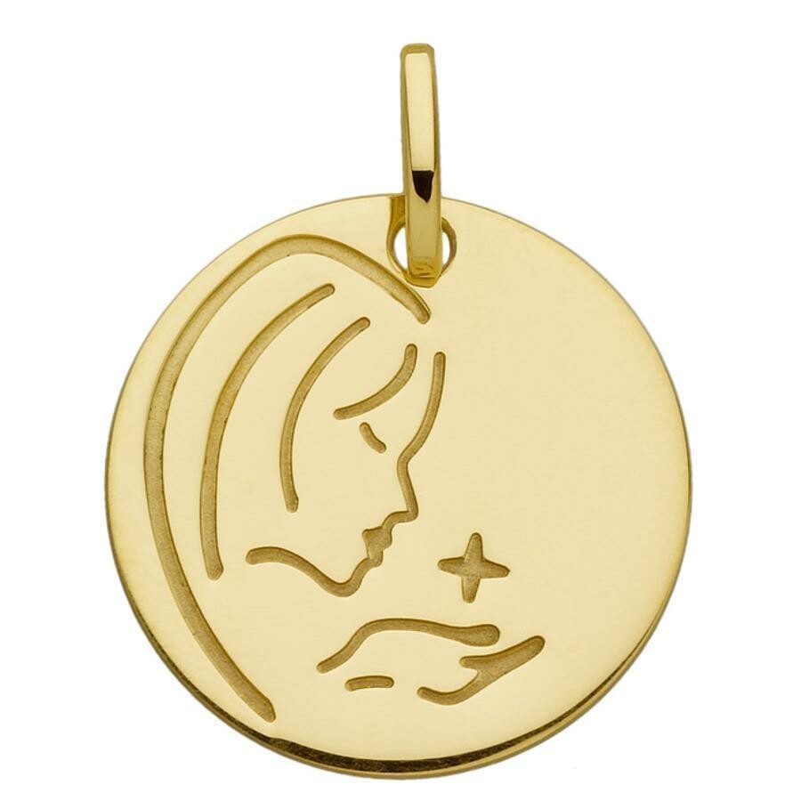 Photo de Médaille Vierge à l'étoile - Or jaune 18ct