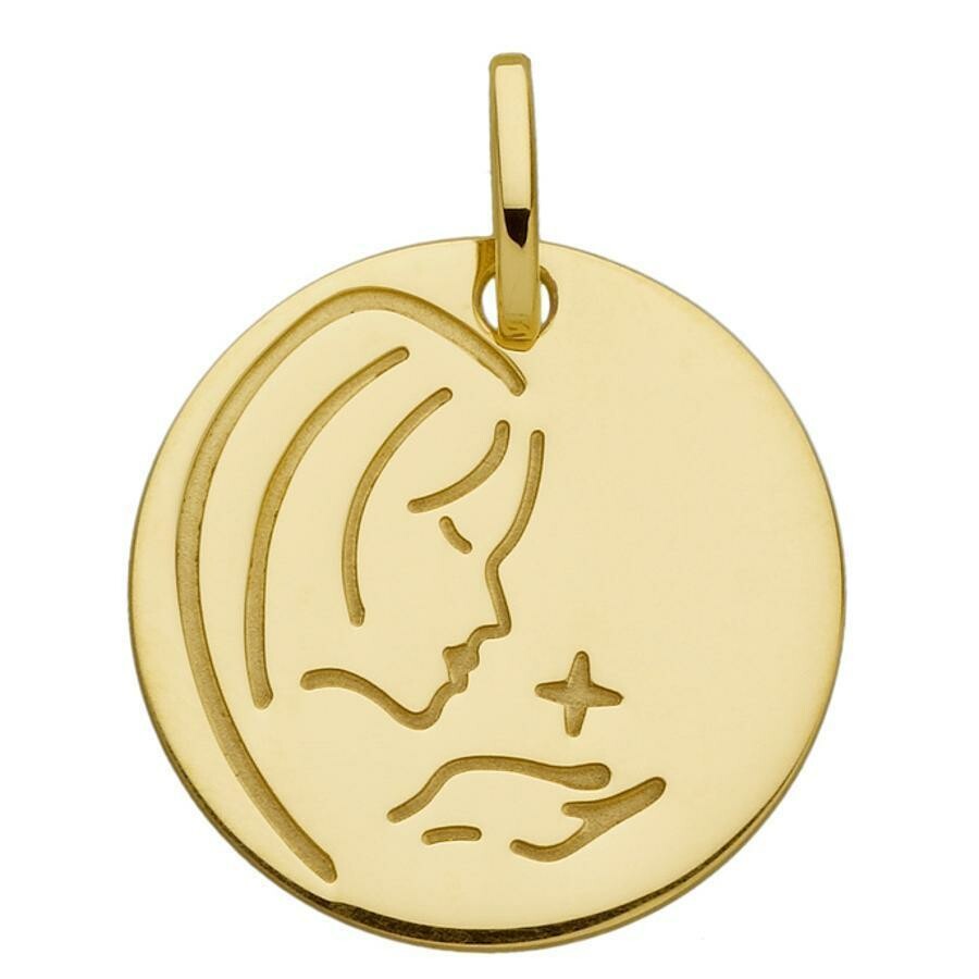 Mon Premier Bijou Médaille Vierge à l’étoile brillante - Or jaune 18ct