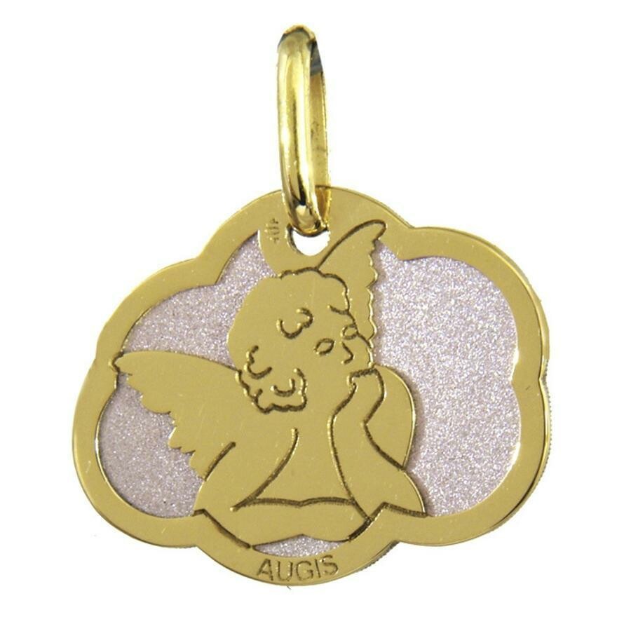 Photo de Médaille Ange nuage - Or jaune 18ct et acier
