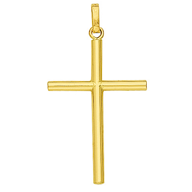 Croix dor jaune de 18 ktes Tube rond avec chaîne double fil dor jaune de 18 ktes 50 cm spécial Communion .