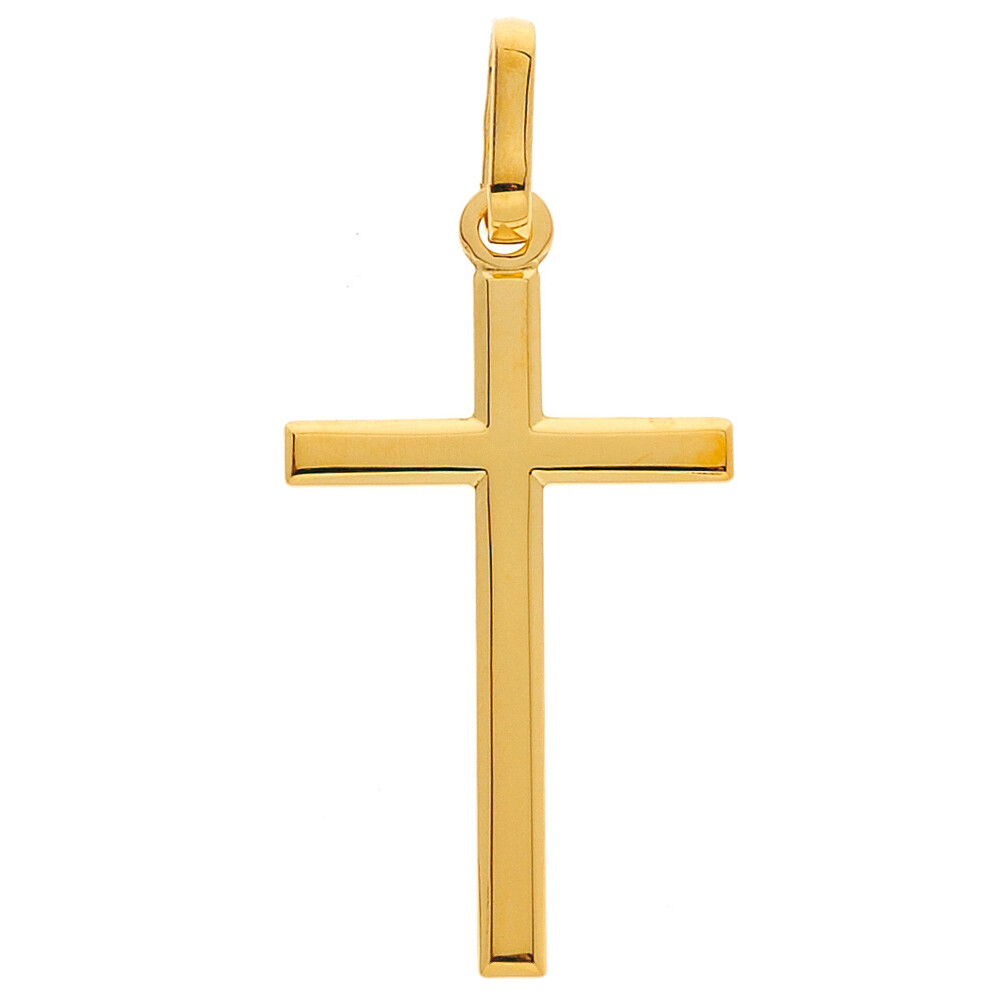 Mon Premier Bijou Croix semi plate - Or jaune 9ct