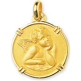 Photo de Médaille Ange ronde - Or jaune 18ct