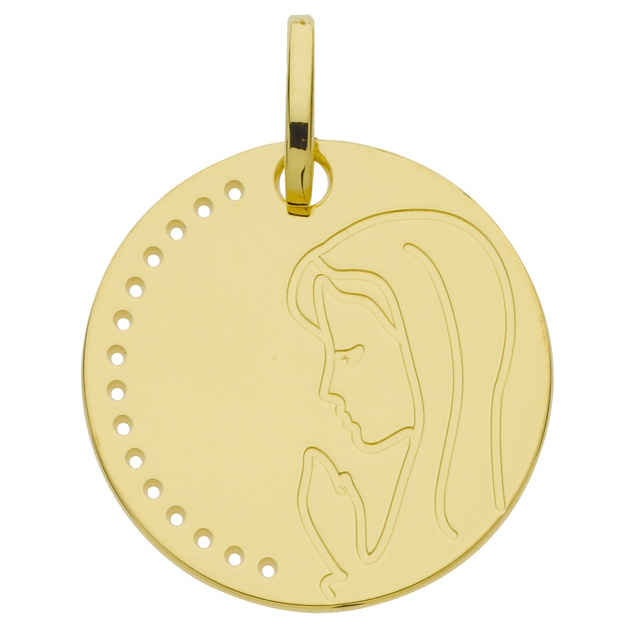 Photo de Médaille Vierge en prière ajourée - Or jaune 9ct