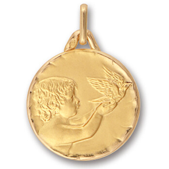 Photo de Médaille Ange aux oiseaux - Or jaune 18ct