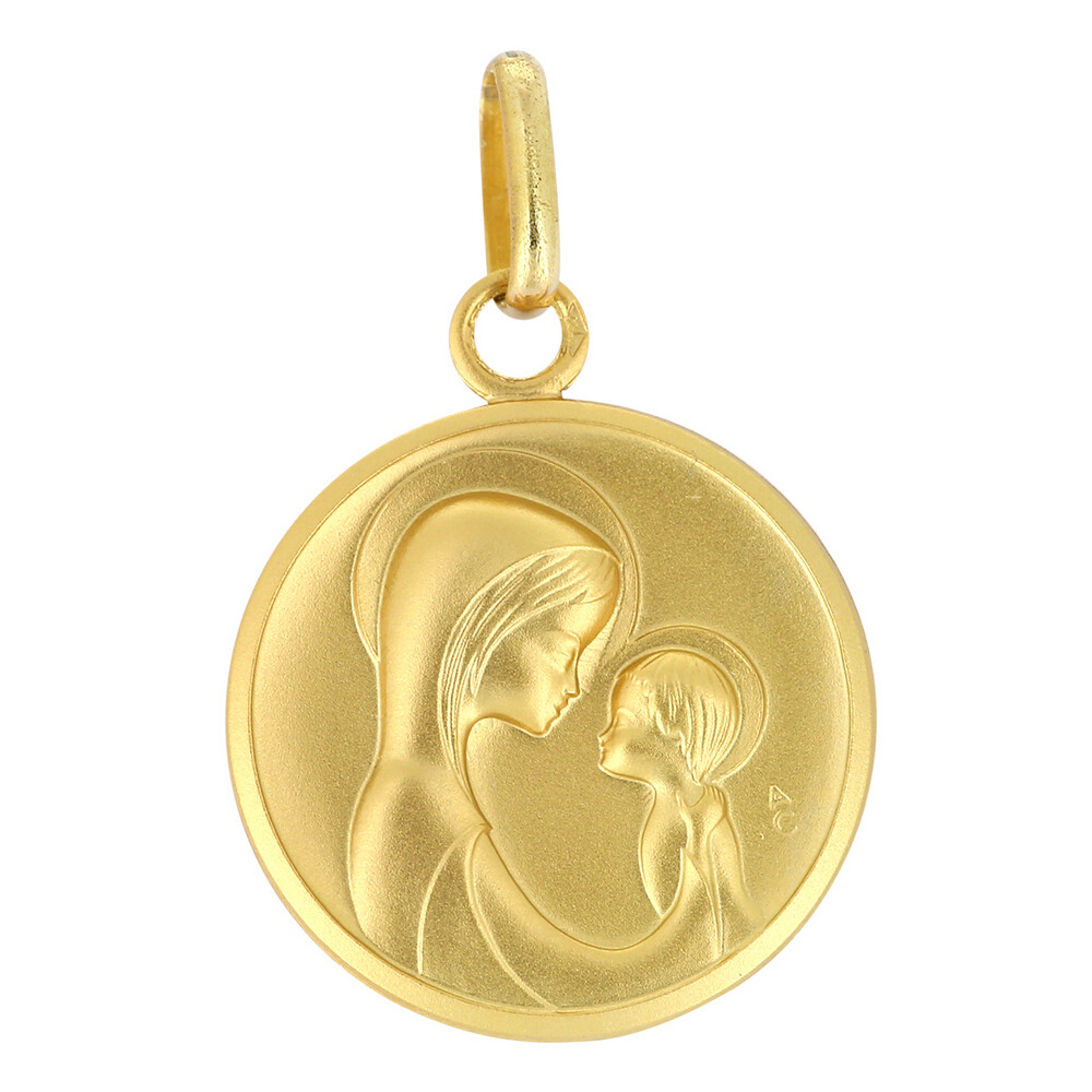 Photo de Médaille Vierge message maternel - Or jaune 18ct