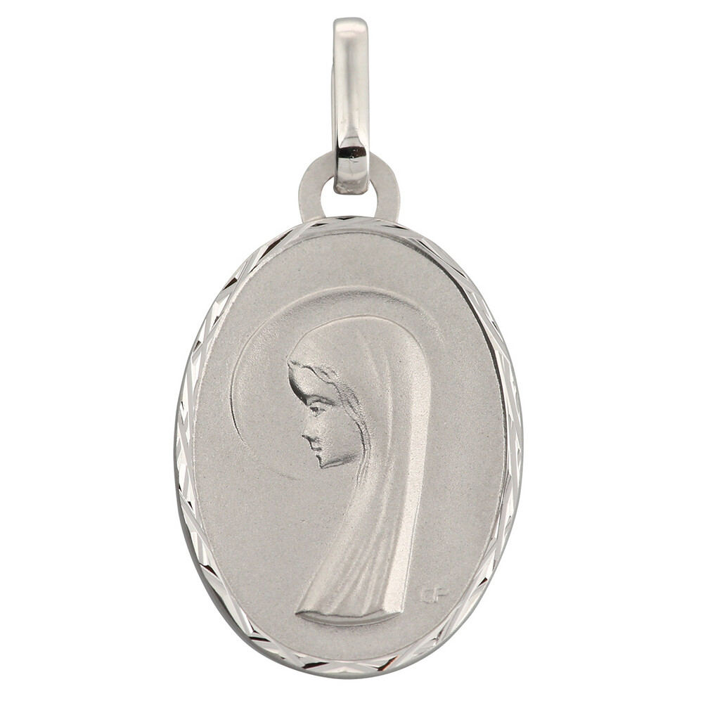 Photo de Médaille Vierge ovale - Or blanc 18ct