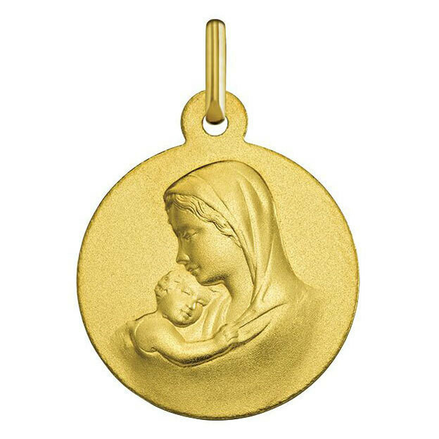 Photo de Médaille Vierge à l'enfant douceur - Or jaune 18ct
