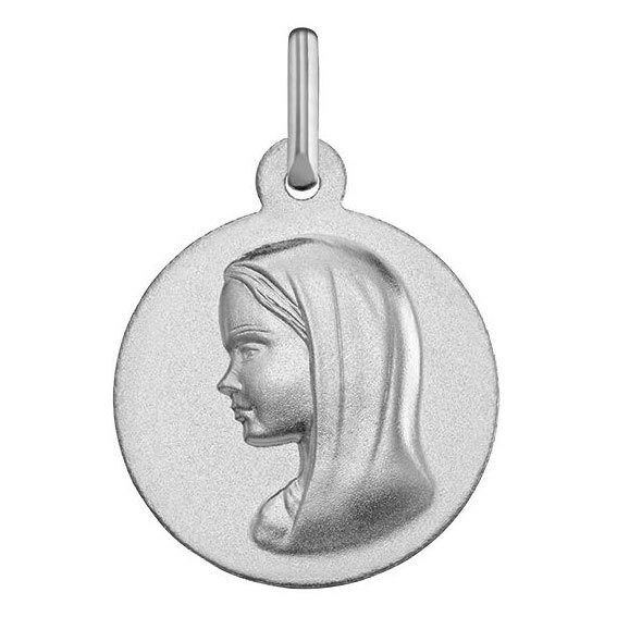 Photo de Médaille Vierge profil gauche - Or blanc 18ct