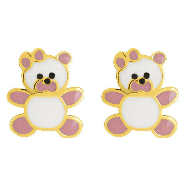 Boucles D'oreilles Puces Ourson En Or 18 Carats (750/1000) - Poids 0,46g - Occasion