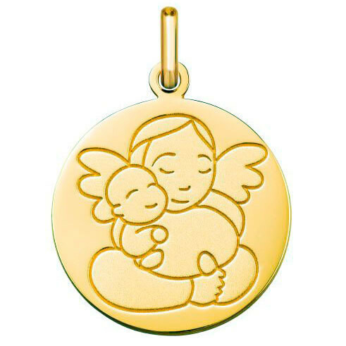 Photo de Médaille ange à l'enfant - Or jaune 9ct