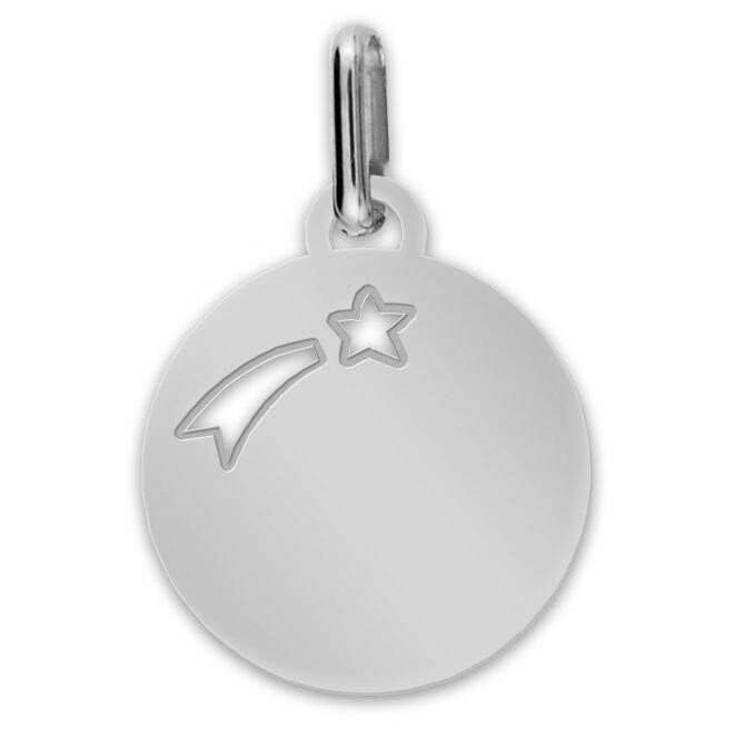 Photo de Médaille étoile filante ajourée - Or blanc 9ct