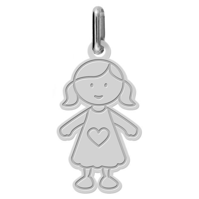 Pendentif Articulé Pour Petite Fille - Alliage Argenté émaillé Rouge Et Strass, Occasion Comme Neuf