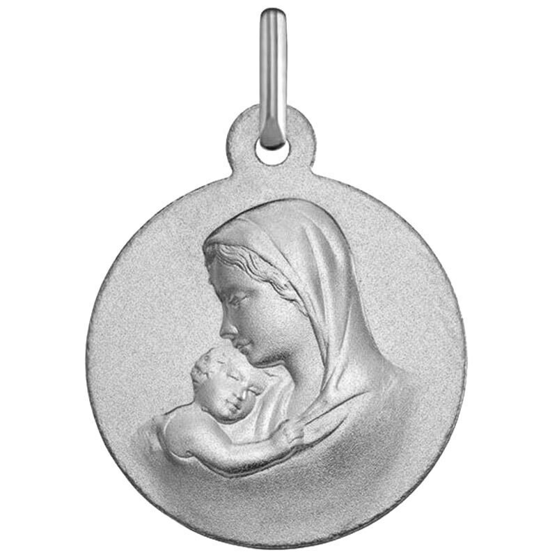 Photo de Médaille Vierge à l'enfant douceur - Or blanc 18ct