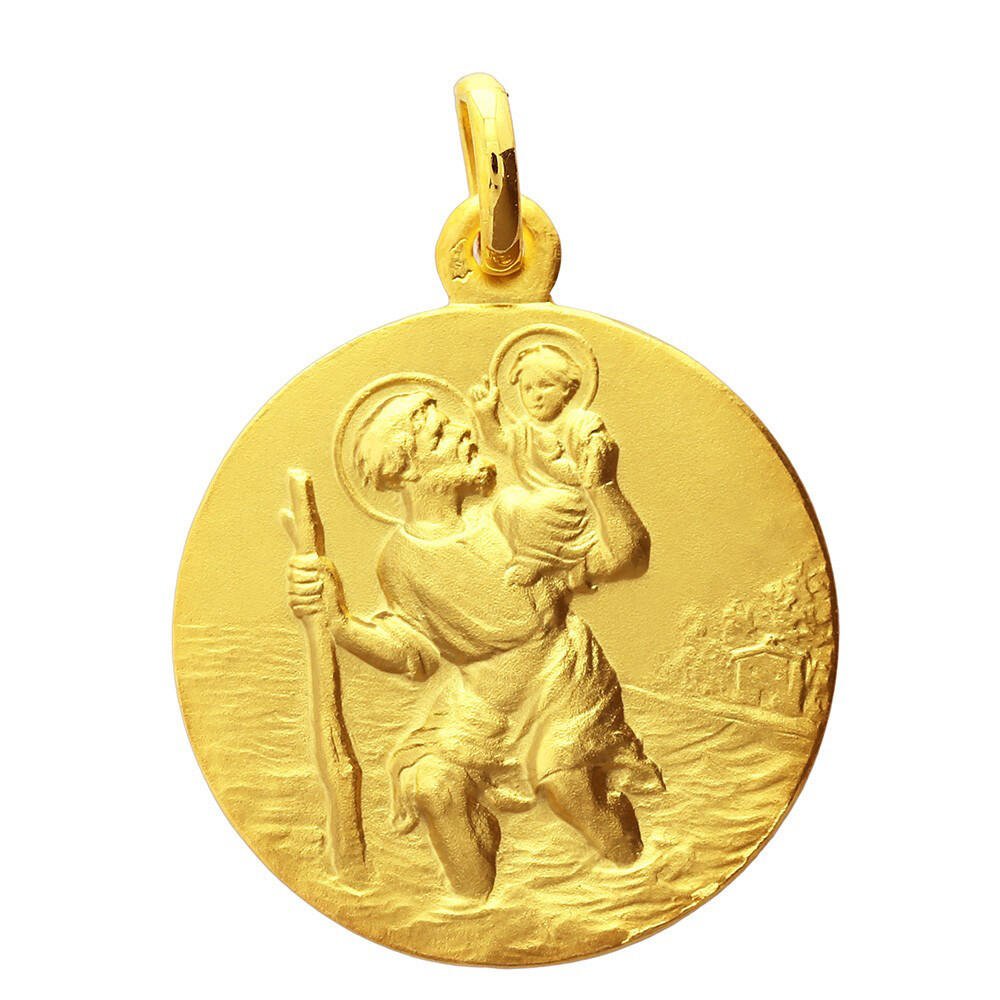 Photo de Médaille Saint Christophe ronde - Or jaune 9ct