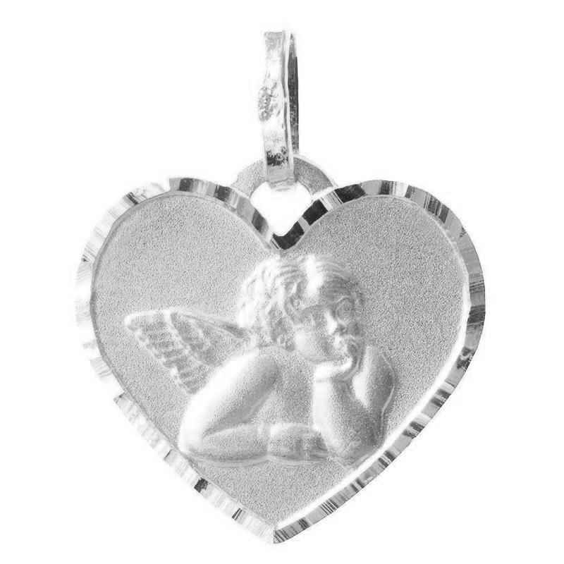 Photo de Médaille Ange coeur diamanté - Or blanc 18ct