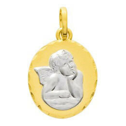 Photo de Médaille Ange ovale - Or jaune et or blanc 18ct