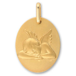 Photo de Médaille Ange ovale - Or jaune 18ct