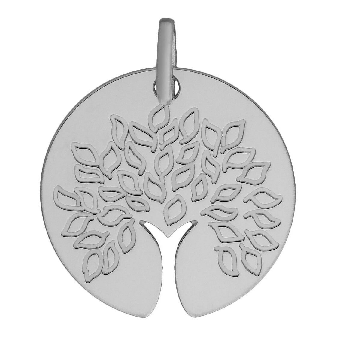 Mon Premier Bijou Médaille Arbre de vie au tronc ajouré - Or blanc 18ct