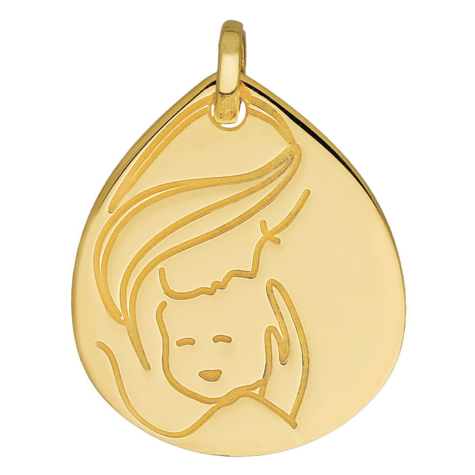 Medaille Bebe Mon Premier Bijou Medaille Vierge A L Enfant Or Jaune 18ct Sur Premiercadeau Com