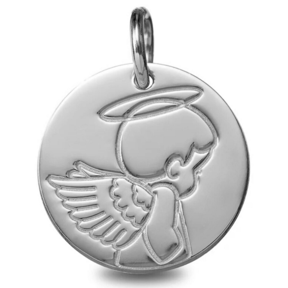 Photo de Médaille Ange auréolé - Or blanc 9ct