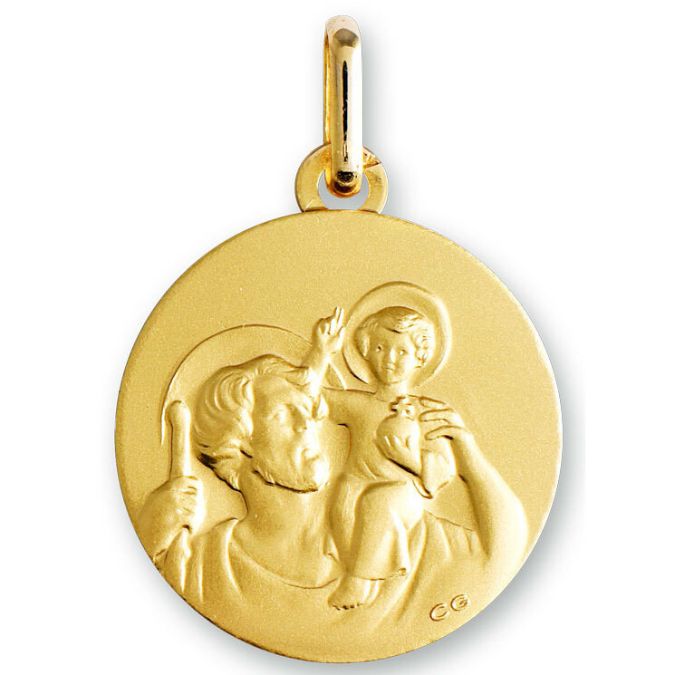 Photo de Médaille Saint- Christophe ronde - Or jaune 9ct