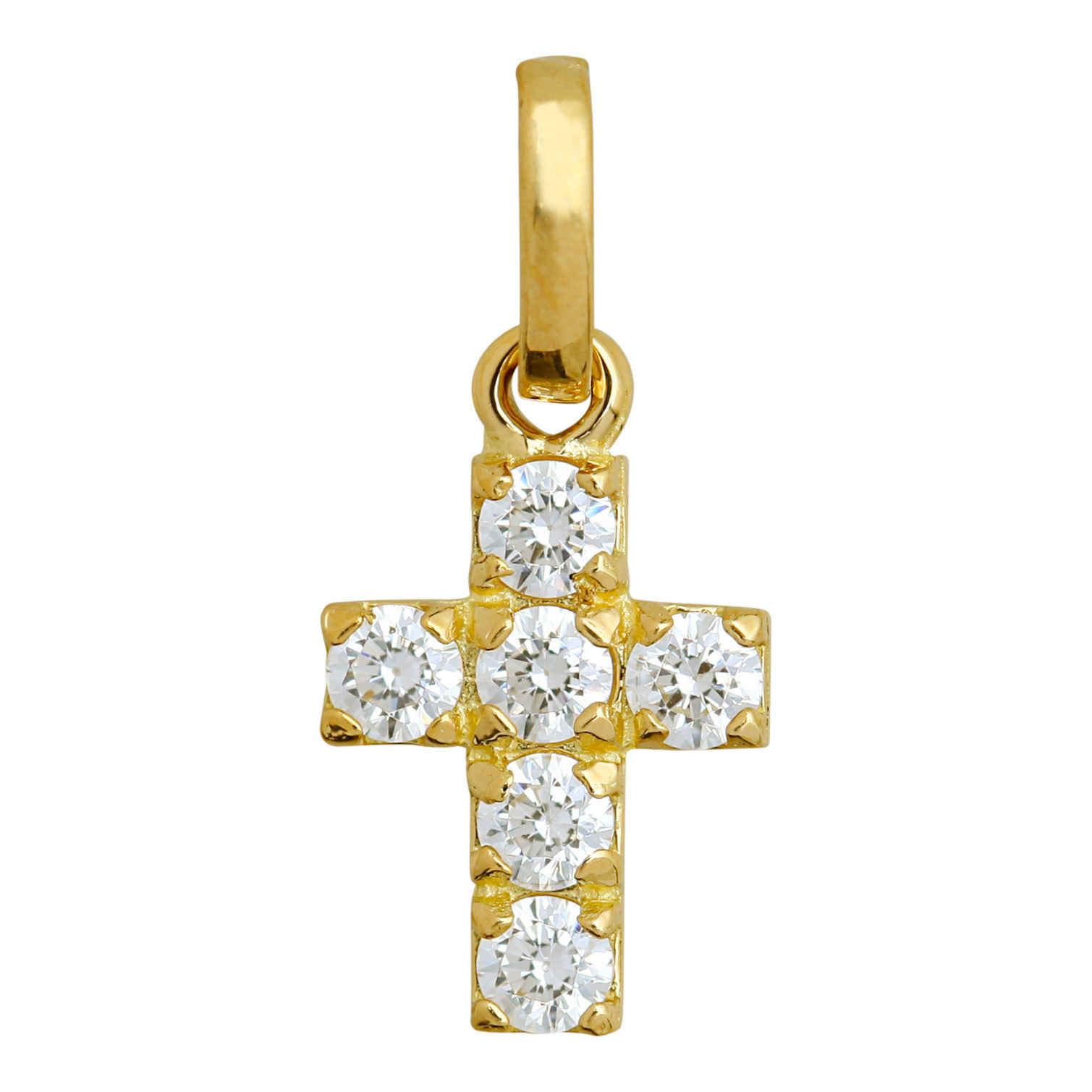 Mon Premier Bijou Croix oxydes de zirconium - Or jaune 18ct