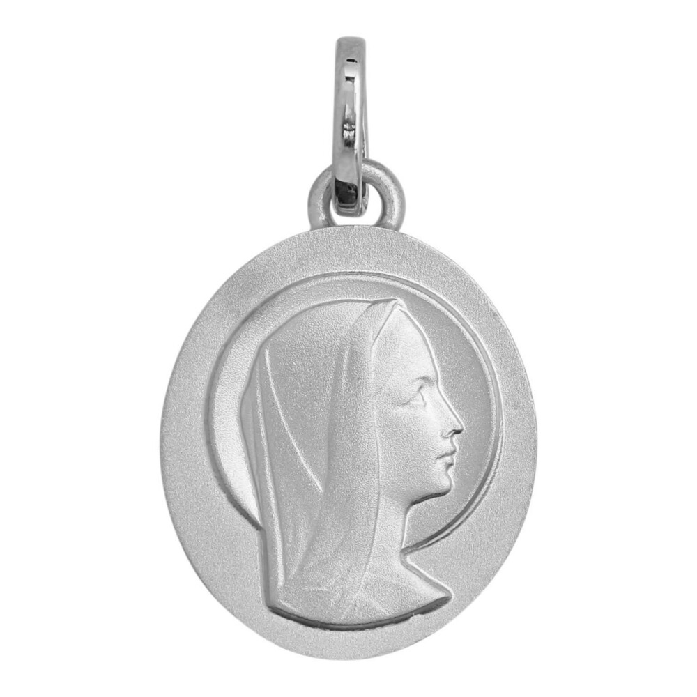 Photo de Médaille Vierge profil - Or blanc 9ct