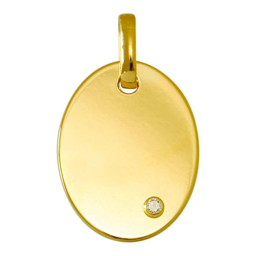 Photo de Médaille ovale - diamant & or jaune 18ct