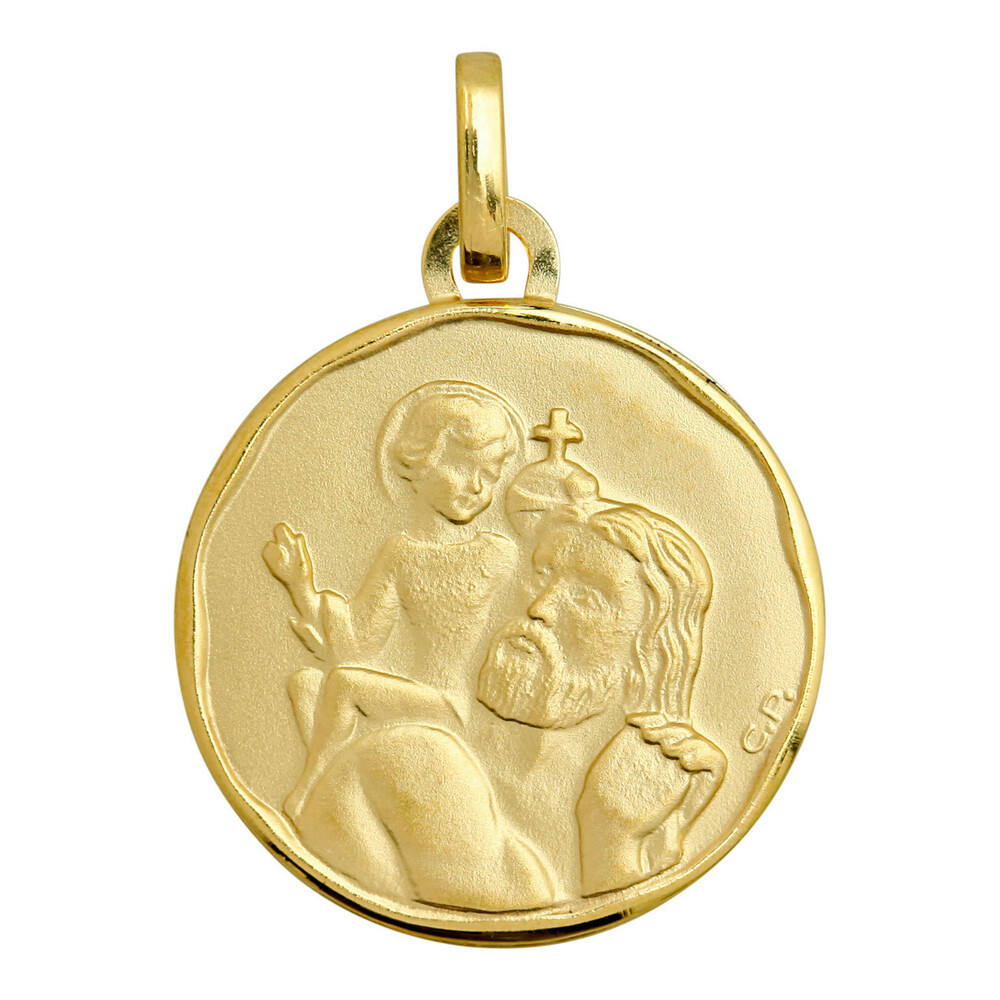 Photo de Médaille Saint Christophe ronde - Or jaune 18ct