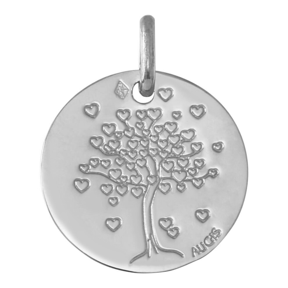 Médaille Arbre De Vie Ajourée - Or Blanc 750/00 - 18 Mm - Médaille Laïque - Livraison Offerte