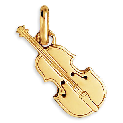 Collier original violon en cristal ambre sur chaine doré