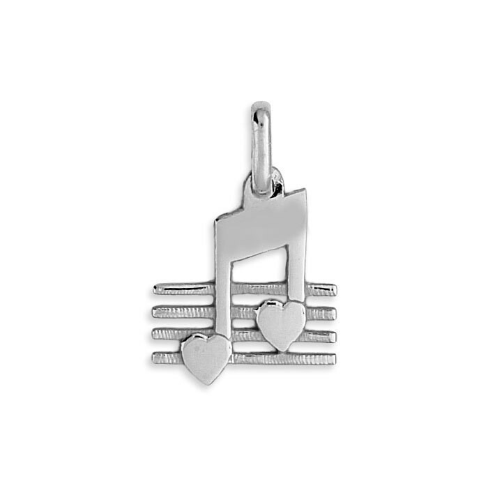 Photo de Pendentif note de musique coeur - Or blanc 9ct (1)