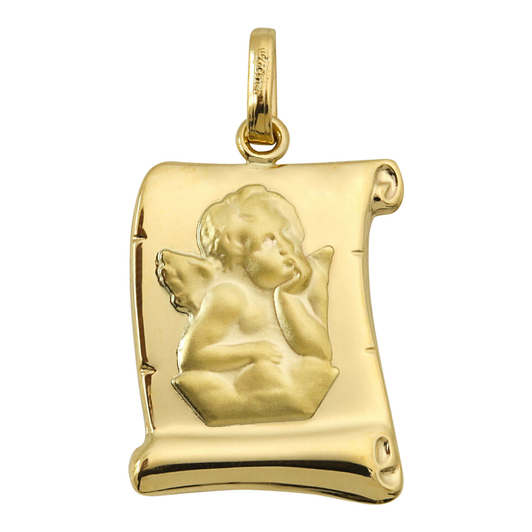 Mon Premier Bijou Médaille de baptême Ange parchemin - Or jaune 18ct