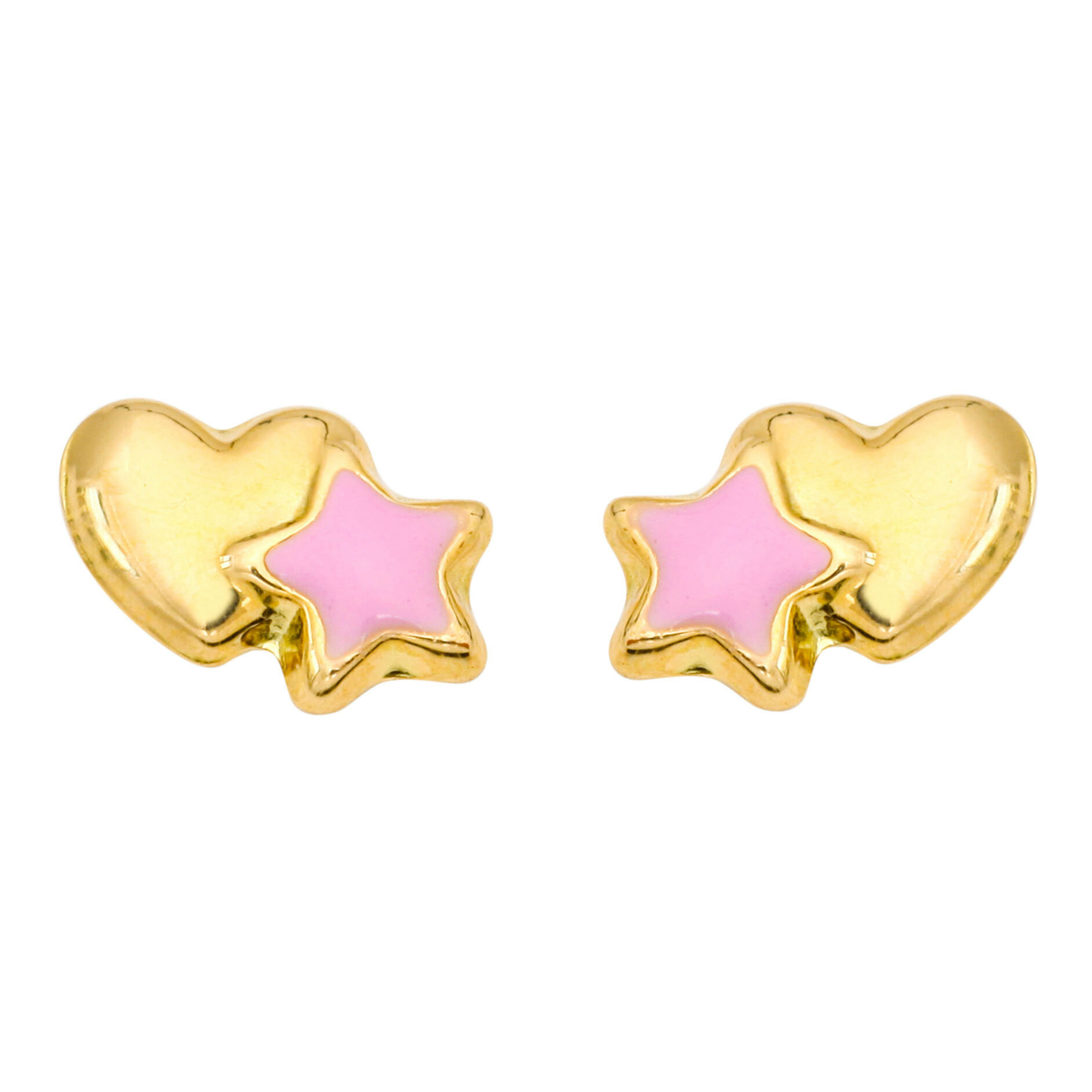 Boucles d'Oreilles Fille Enfant Nacre Fleur Or Jaune 9 Carats