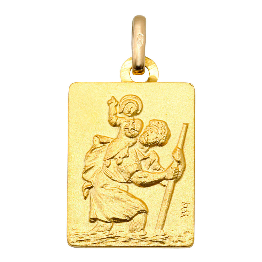 Photo de Médaille Saint Christophe rectangle - Or jaune 18ct