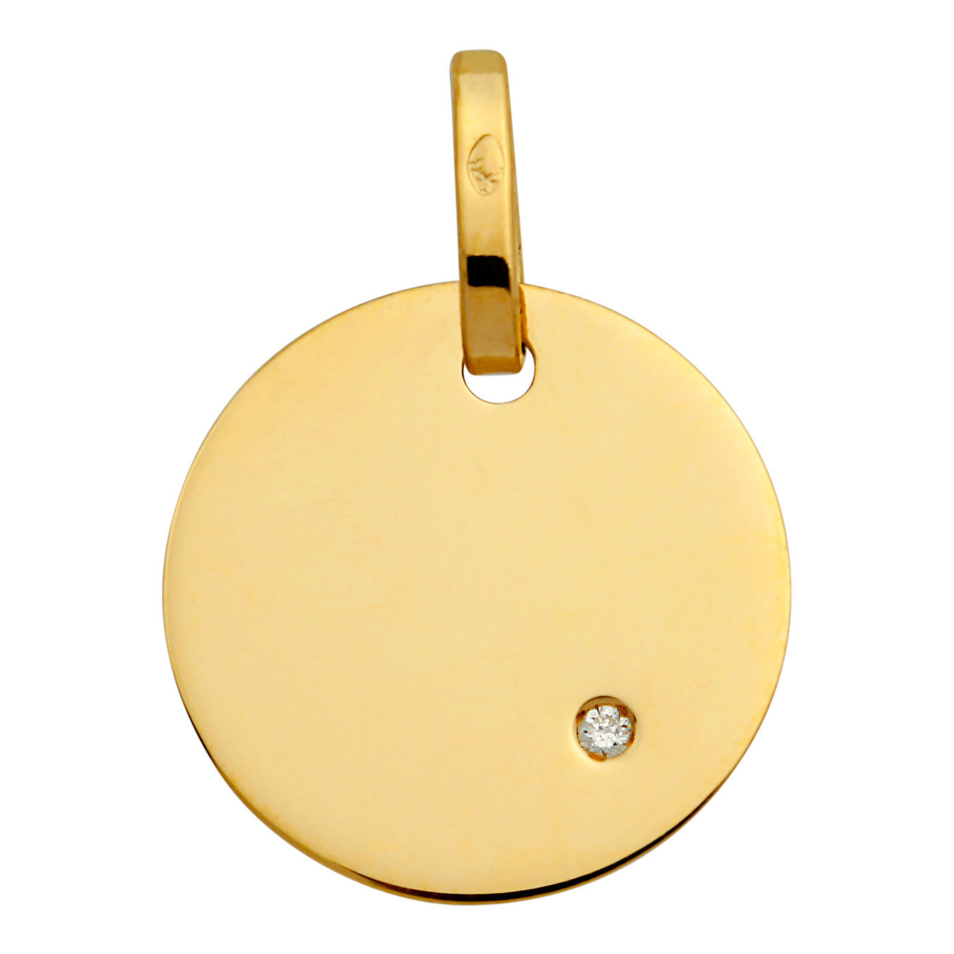 Pendentif Vintage Or 18k - Petite Plaque Avec Diamant - Occasion