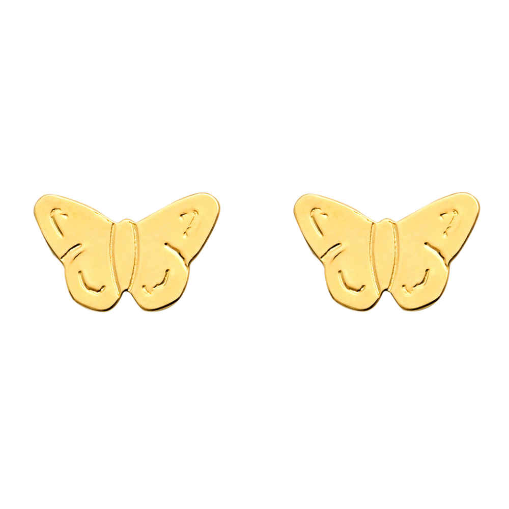 Photo de Boucles d'oreilles papillons - Puces - Or jaune 18ct
