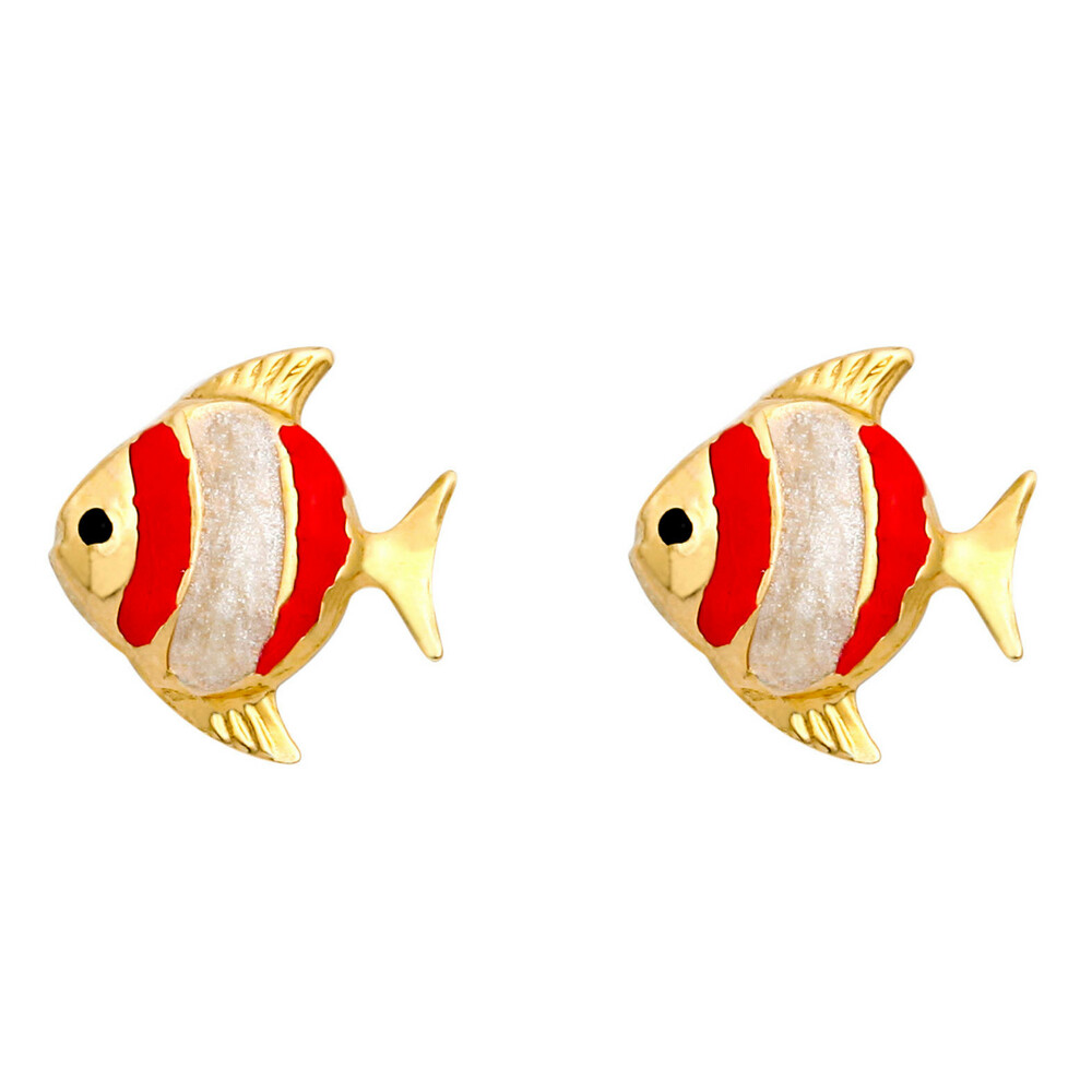 Photo de Boucles d'oreilles poissons - Vis - Or jaune 18ct