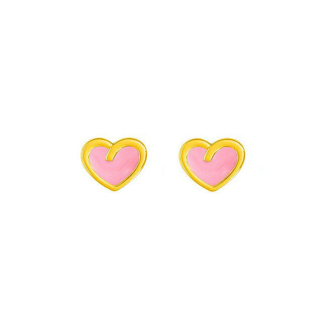 Boucles d'oreilles coeurs - Vis - Or jaune 9ct