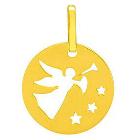 Photo de Médaille Ange aux étoiles ajourée - Or jaune 18ct