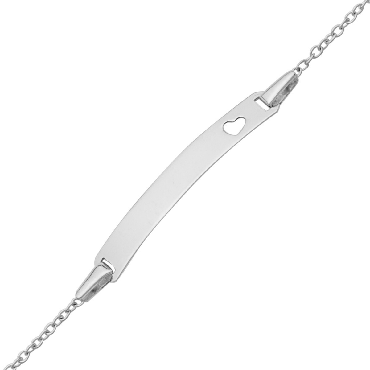 Mon Premier Bijou Gourmette bébé coeur ajouré - Or blanc 9ct