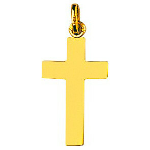 Photo de Croix fil plat personnalisée - Or jaune 18ct