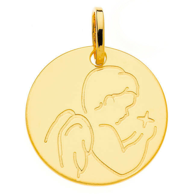 Photo de Médaille Angelot à l'étoile - Or jaune 9ct