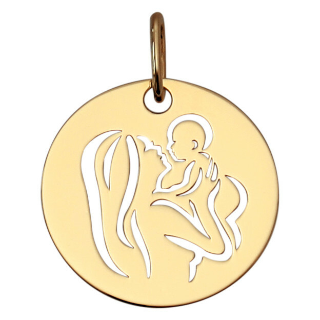 Photo de Médaille Vierge amour maternel ajourée - Or jaune 9ct