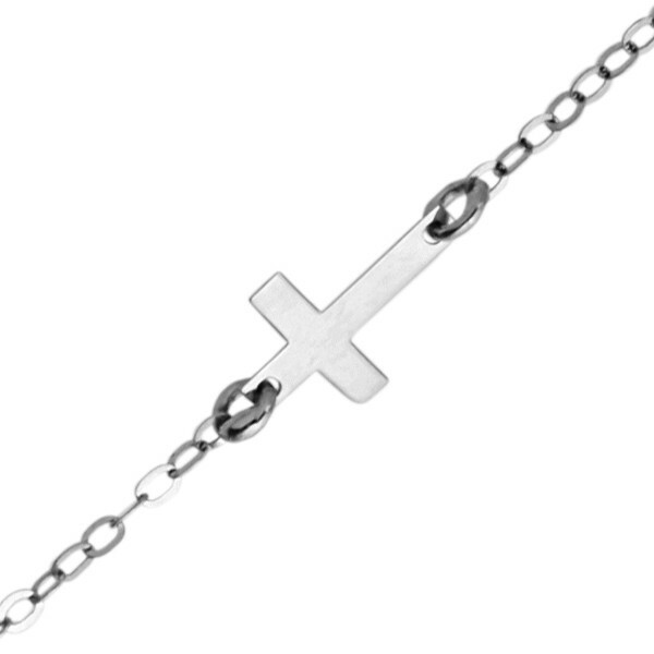 Photo de Bracelet enfant croix - Or blanc 18ct