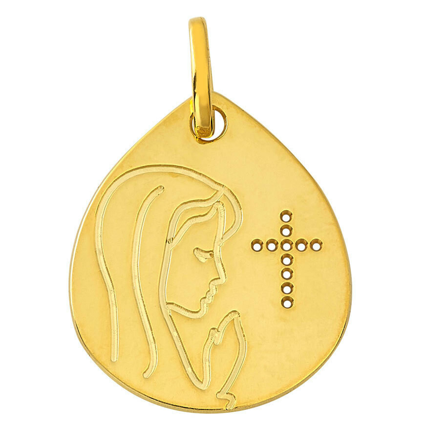 Photo de Médaille Vierge à la croix ajourée - Or jaune 9ct