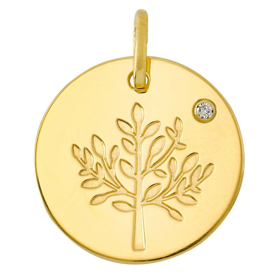 Photo de Médaille Arbre de vie brillant LuluCastagnette - diamant & or jaune 9ct